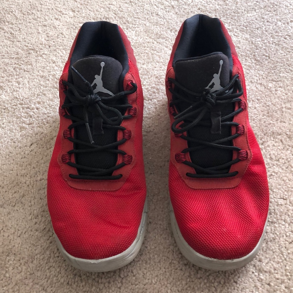 Air Jordan, red and gray high top sneakers